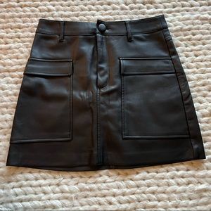 Zara black faux leather cargo utility mini skirt